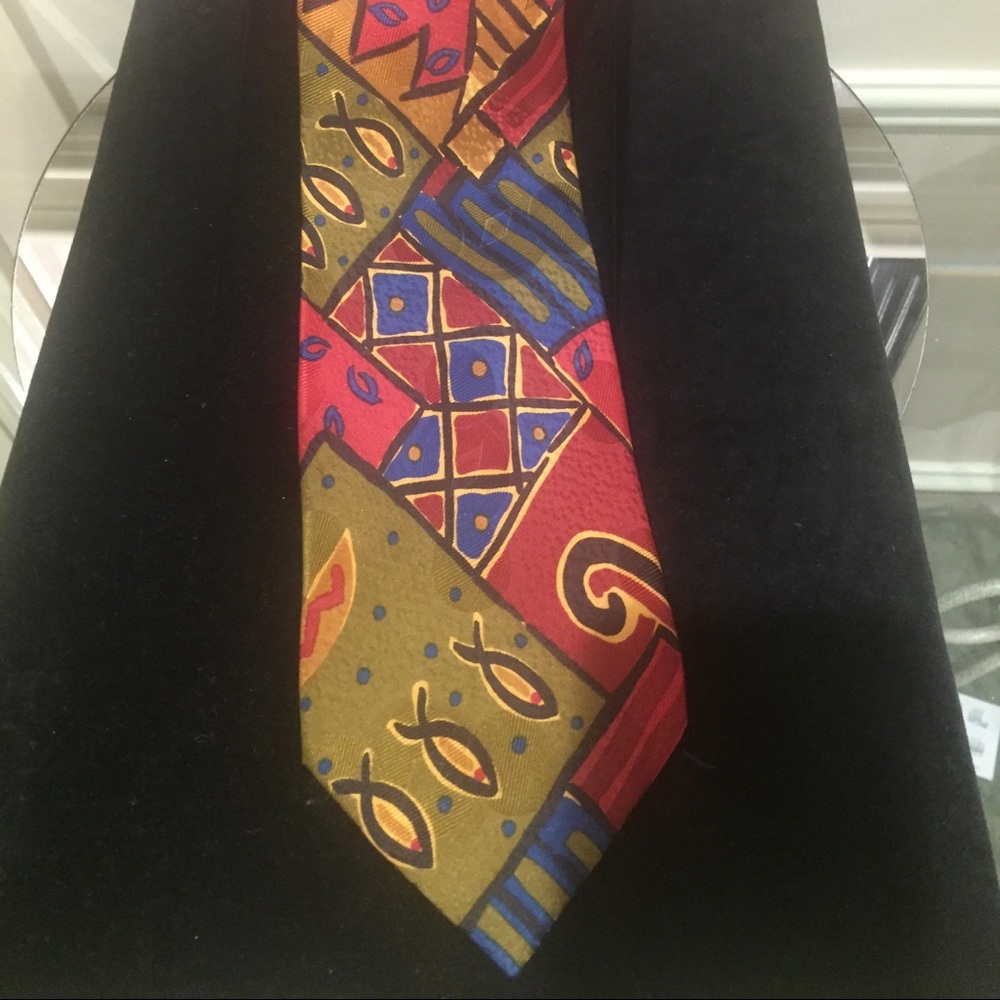 🛍️HP🛍️⬇️Price Drop⬇️Vintage Gherardini mens multicoloured tie Italian designer